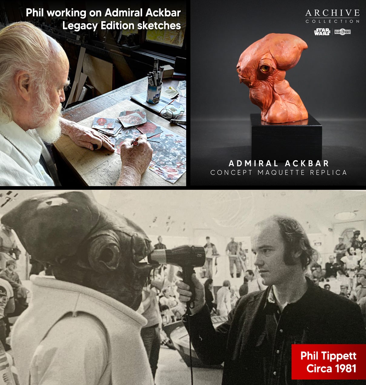 Star Wars: Return of the Jedi Archive Collection Admiral Ackbar (Signature Edition) Limited Edition Concept Maquette Replica Gallery Image 6