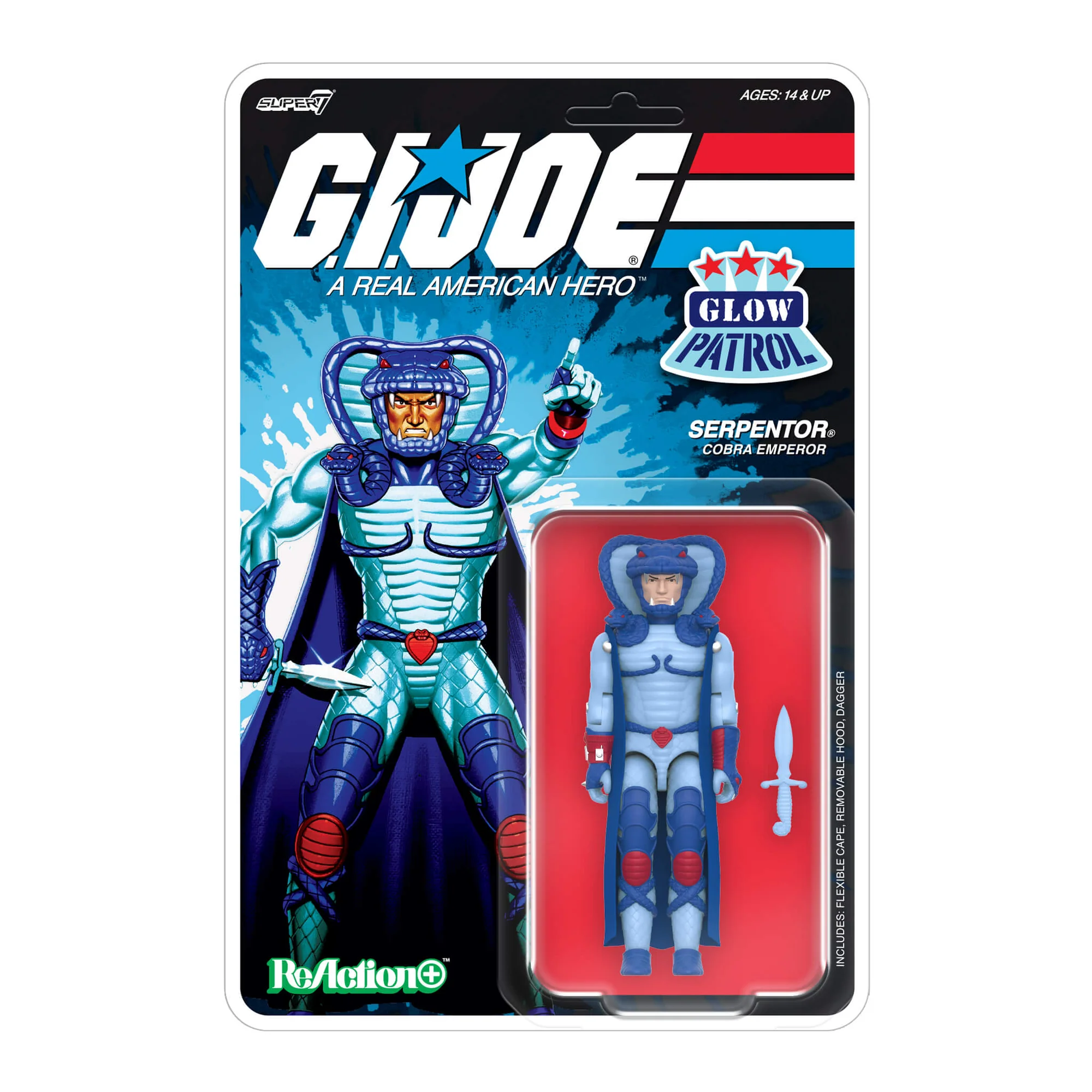 G.I. Joe ReAction+ Cobra Commander, Serpentor, and a B.A.T. (Glow Patrol - Blue) SDCC 2026 Exclusive 3-Pack Action Figure Set Gallery Image 7