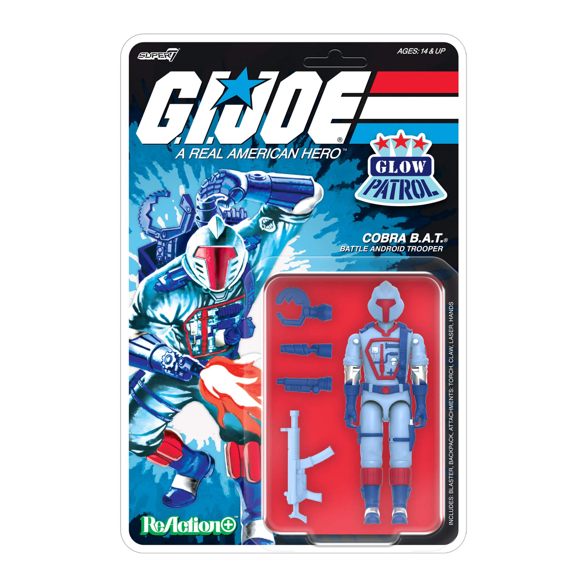 G.I. Joe ReAction+ Cobra Commander, Serpentor, and a B.A.T. (Glow Patrol - Blue) SDCC 2026 Exclusive 3-Pack Action Figure Set Gallery Image 12