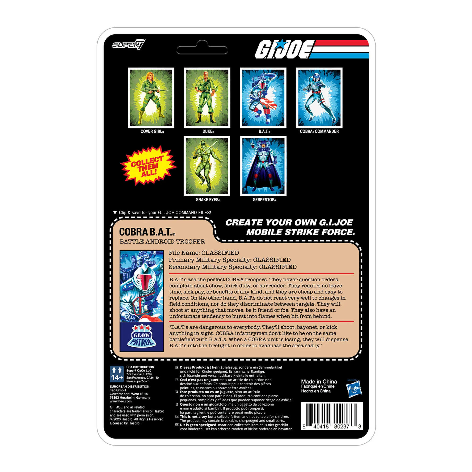 G.I. Joe ReAction+ Cobra Commander, Serpentor, and a B.A.T. (Glow Patrol - Blue) SDCC 2026 Exclusive 3-Pack Action Figure Set Gallery Image 13