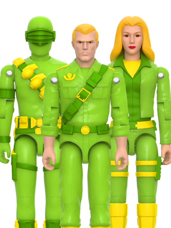 G.I. Joe ReAction+ Duke, Snake Eyes, and Cover Girl (Glow Patrol - Green) SDCC 2026 Exclusive 3-Pack Action Figure Set Gallery Image 2