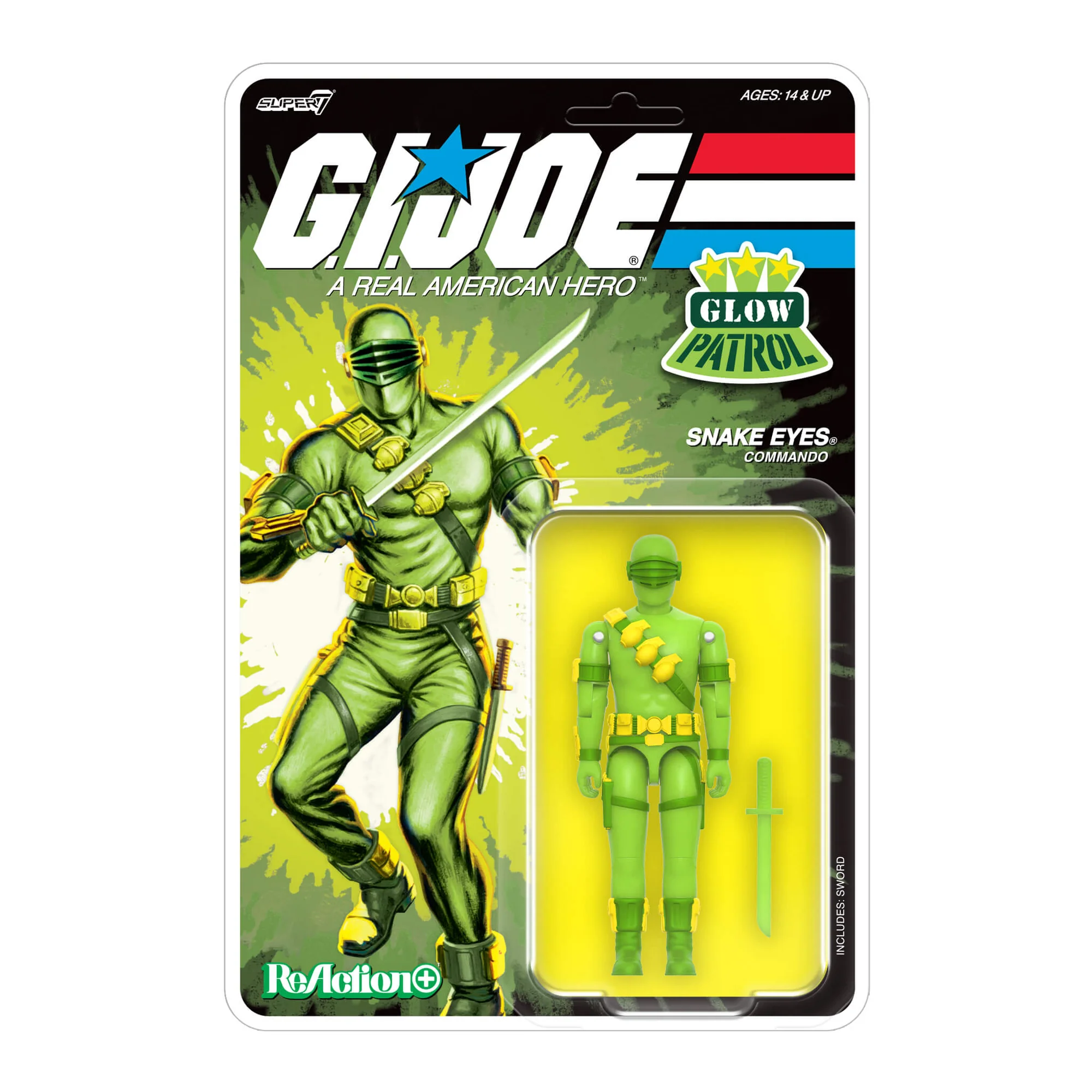 G.I. Joe ReAction+ Duke, Snake Eyes, and Cover Girl (Glow Patrol - Green) SDCC 2026 Exclusive 3-Pack Action Figure Set Gallery Image 6