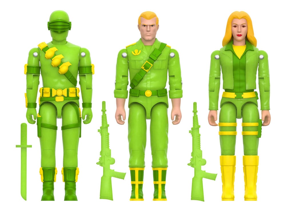 G.I. Joe ReAction+ Duke, Snake Eyes, and Cover Girl (Glow Patrol - Green) SDCC 2026 Exclusive 3-Pack Action Figure Set Gallery Image 1