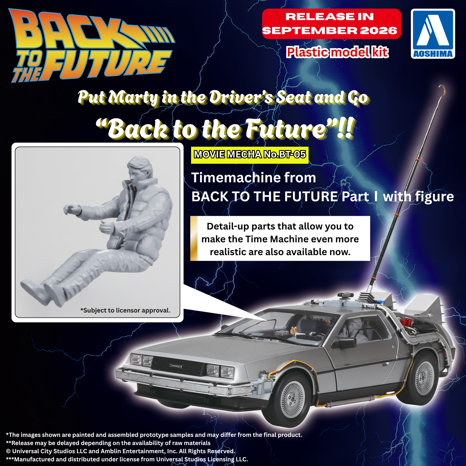 AOSHIMA Back to the Future タイムマシン プラモデル Back to the Future Movie Mecha No.BT-05 Time Machine with Figure 1