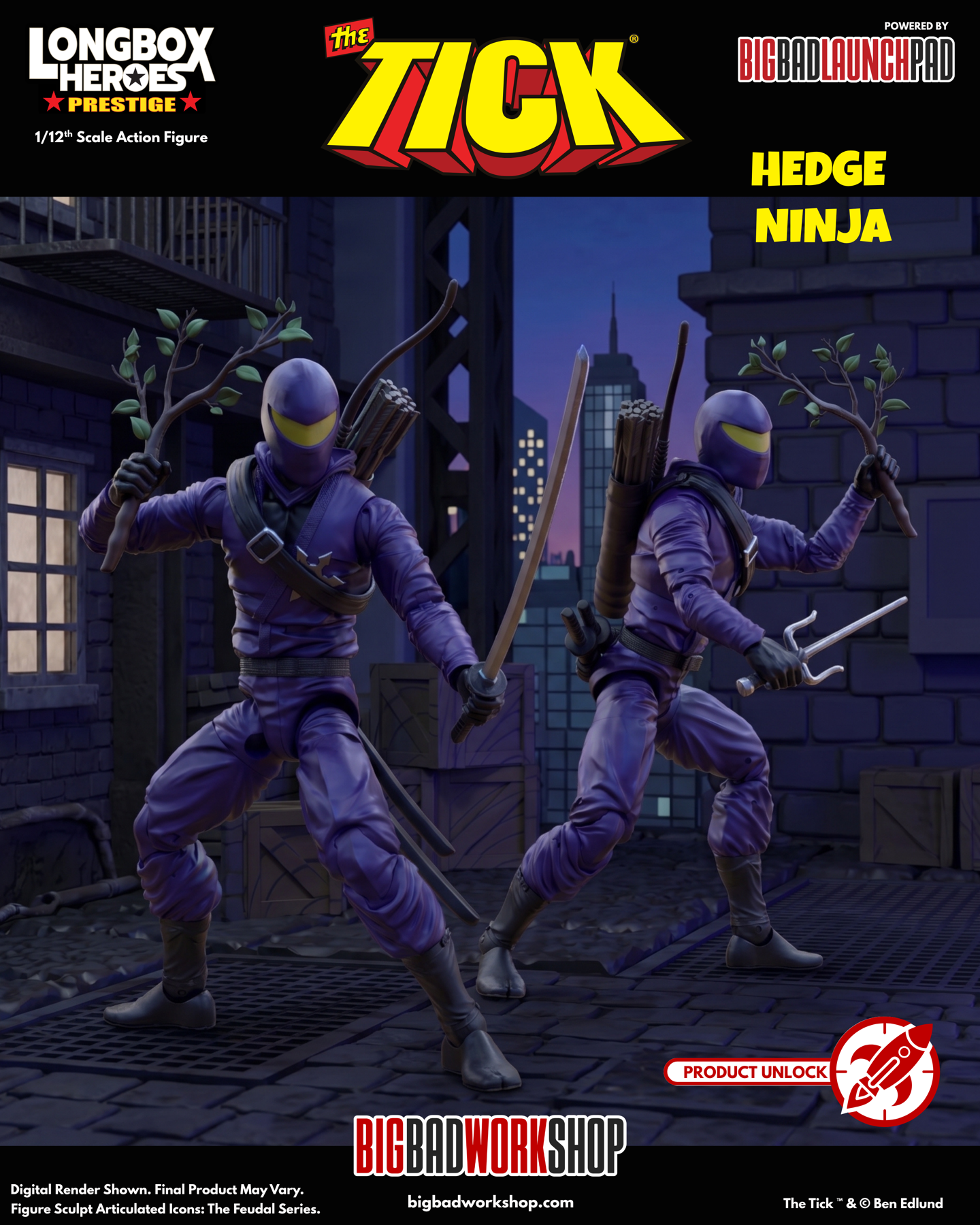 The Tick Longbox Heroes Hedge Ninja 1/12 Scale Action Figure