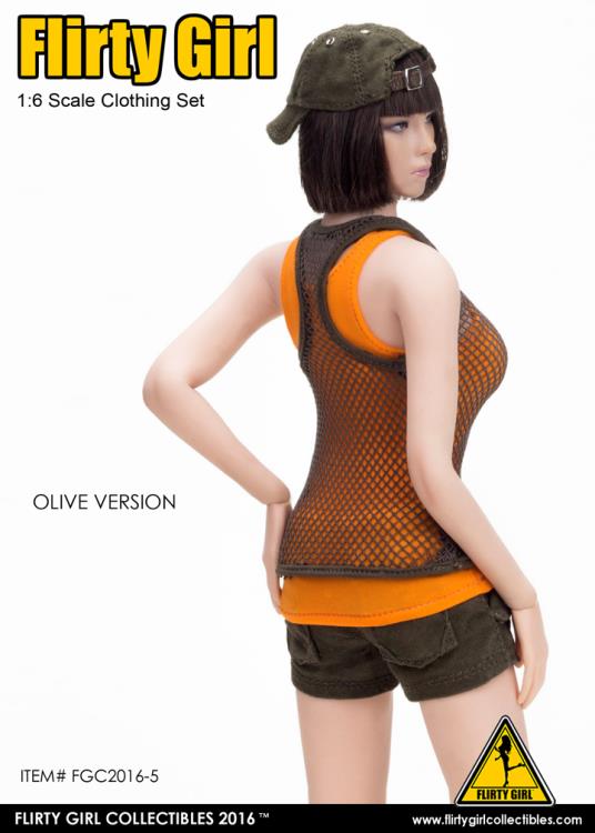 1/6 Scale Combat Short Fashion Clothing Set - Olive Gallery Image 3