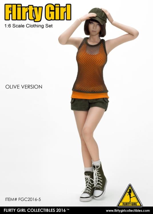 1/6 Scale Combat Short Fashion Clothing Set - Olive Gallery Image 4