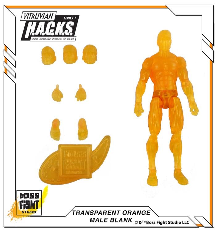 Vitruvian H.A.C.K.S. Male Figure Blank (Transparent Orange) Gallery Image 2