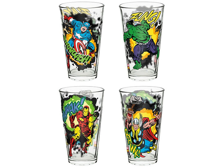 Marvel 16 oz Pint Glasses - Marvel Comics Avengers (Set of 4) - USA ONLY Gallery Image 1