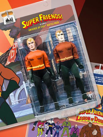 Super Friends World's Greatest Heroes Aquaman (Universe of Evil) 8" Retro Figure Two-Pack Gallery Image 2