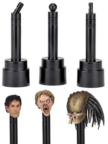 Action Figure Head Display Stand (Black) Three-Pack Gallery Image 2