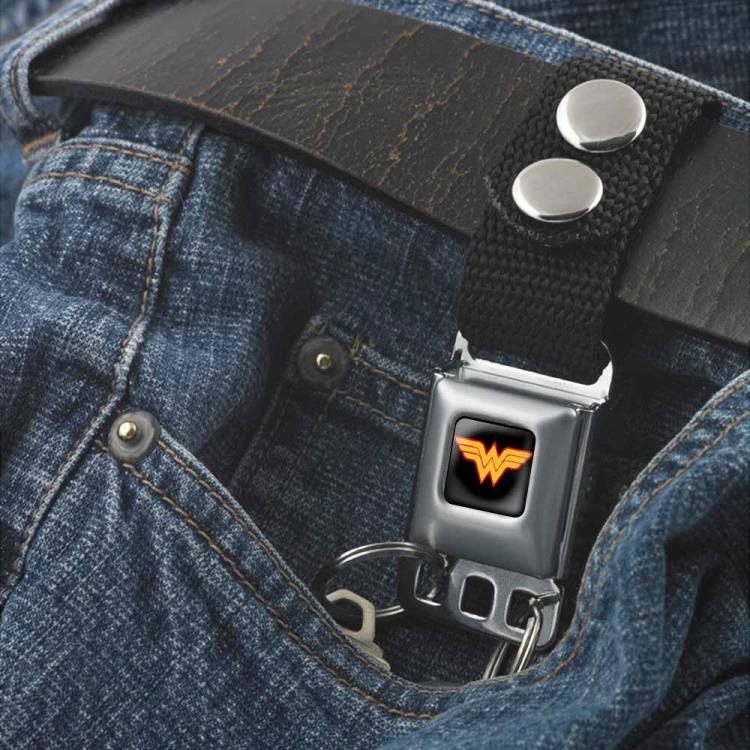 DC Comics Wonder Woman Logo (Black) SeatBelt Buckle Keychain Gallery Image 4