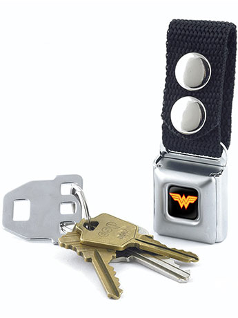 DC Comics Wonder Woman Logo (Black) SeatBelt Buckle Keychain Gallery Image 2