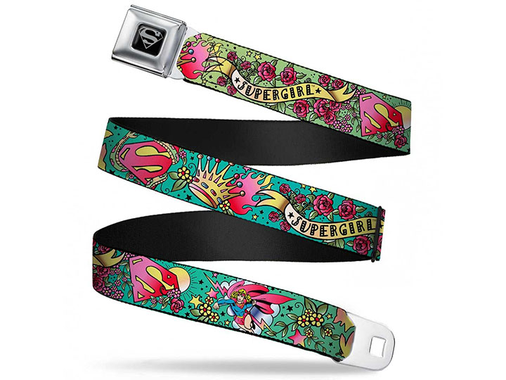 DC Comics Supergirl (Tattoo) SeatBelt Buckle Belt Gallery Image 1