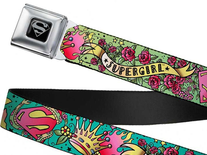 DC Comics Supergirl (Tattoo) SeatBelt Buckle Belt Gallery Image 4