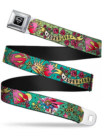 DC Comics Supergirl (Tattoo) SeatBelt Buckle Belt Gallery Image 2