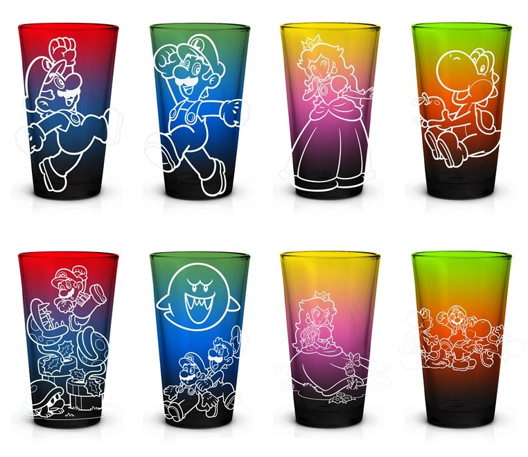 Super Mario Bros. Color Fade Pint Glass Set of 4 Gallery Image 3