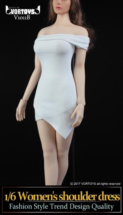 Women's Shoulder Dress (White) 1/6 Scale Accessory Set Gallery Image 6