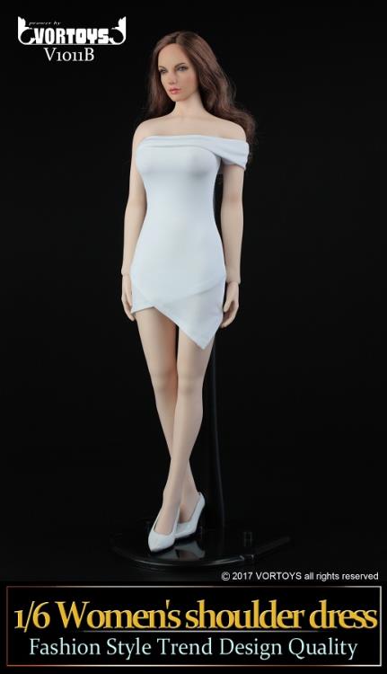 Women's Shoulder Dress (White) 1/6 Scale Accessory Set Gallery Image 3