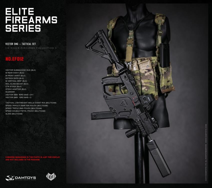 Elite Firearms Series 3 1/6 Scale Vector Submachine Gun Set (Black & Camo) Gallery Image 5