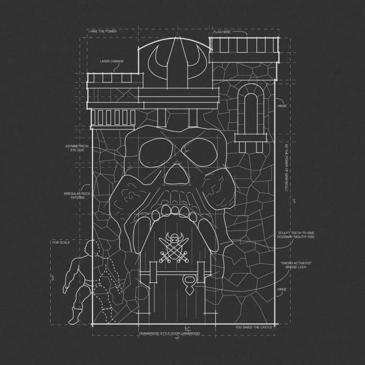 Masters of the Universe Grayskull Blueprint T-Shirt Gallery Image 3