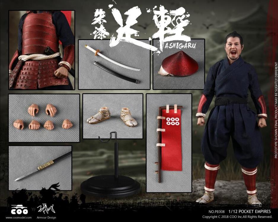 coomodel　PALM EMPIRE　JAPANESE SAMURAI Japanese Samurai Palm Empire Ashigaru (Red Armor) 1/12 Scale Figure