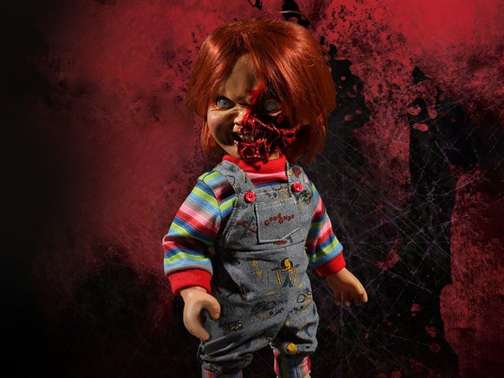 Child's Play 3 Mezco Designer Series Talking Pizza Face Chucky Gallery Image 1