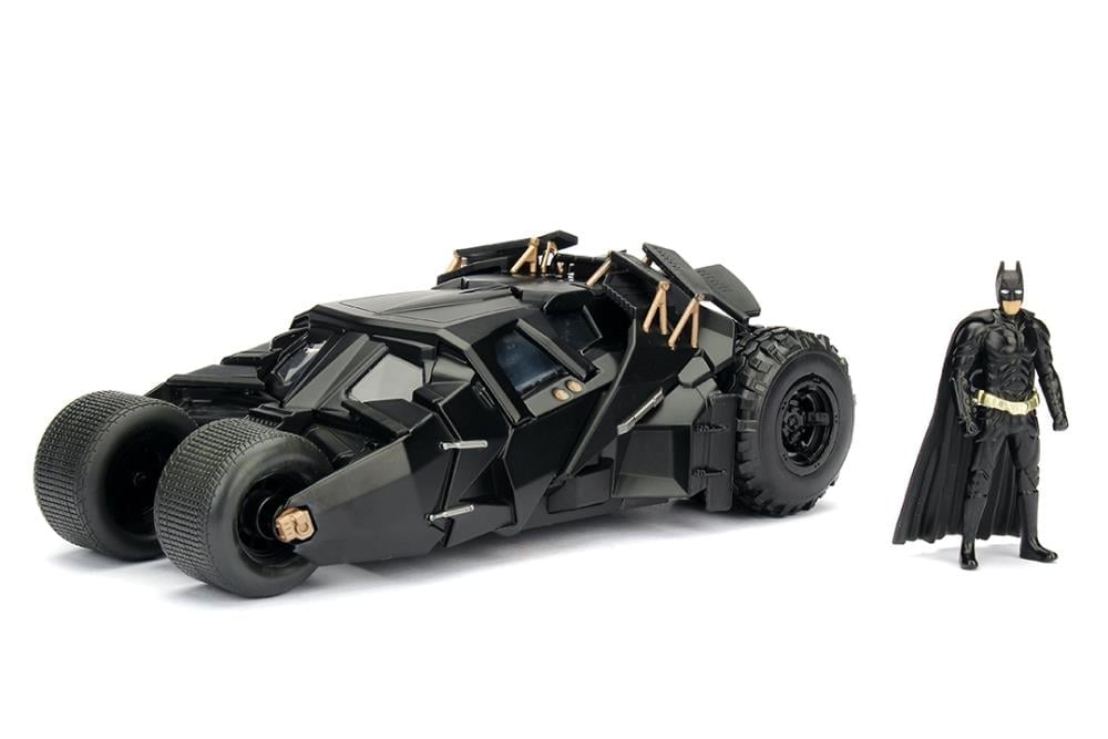The Dark Knight Metals Die Cast Batman & 1/24 Scale Batmobile Tumbler
