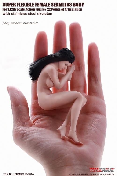 Super-Flexible Female Seamless 1/12 Scale Pale Medium Bust Body (T01A) Gallery Image 3