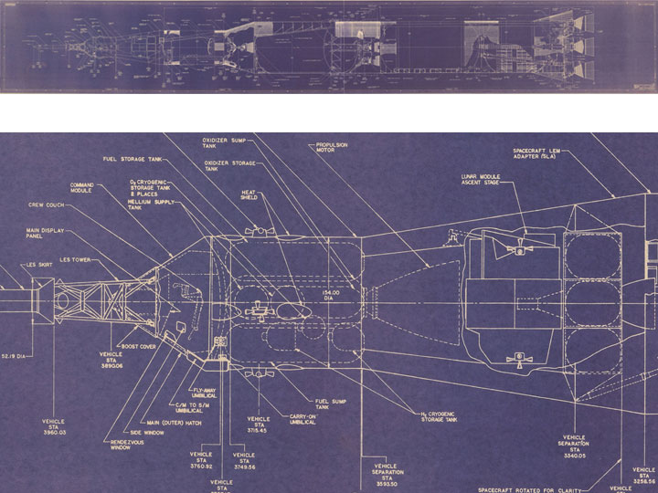 Saturn V Aero-Art Blueprint Poster Gallery Image 1