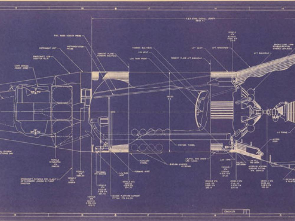Saturn V Aero-Art Blueprint Poster Gallery Image 4