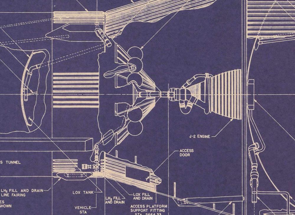 Saturn V Aero-Art Blueprint Poster Gallery Image 8