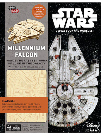 Star Wars IncrediBuilds Millennium Falcon Deluxe Book & 3D Wood Model Kit Gallery Image 2