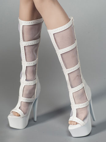 Female Fashion Mesh Boots (White) 1/6 Scale Accessory Set Gallery Image 2