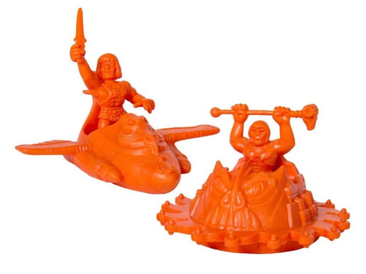 Masters of The Universe M.U.S.C.L.E. Wind Raider with He-Man & Roton with Skeletor (Orange) Set Gallery Image 1