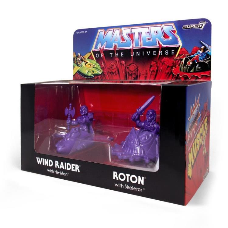Masters of The Universe M.U.S.C.L.E. Wind Raider with He-Man & Roton with Skeletor (Purple) Set Gallery Image 3