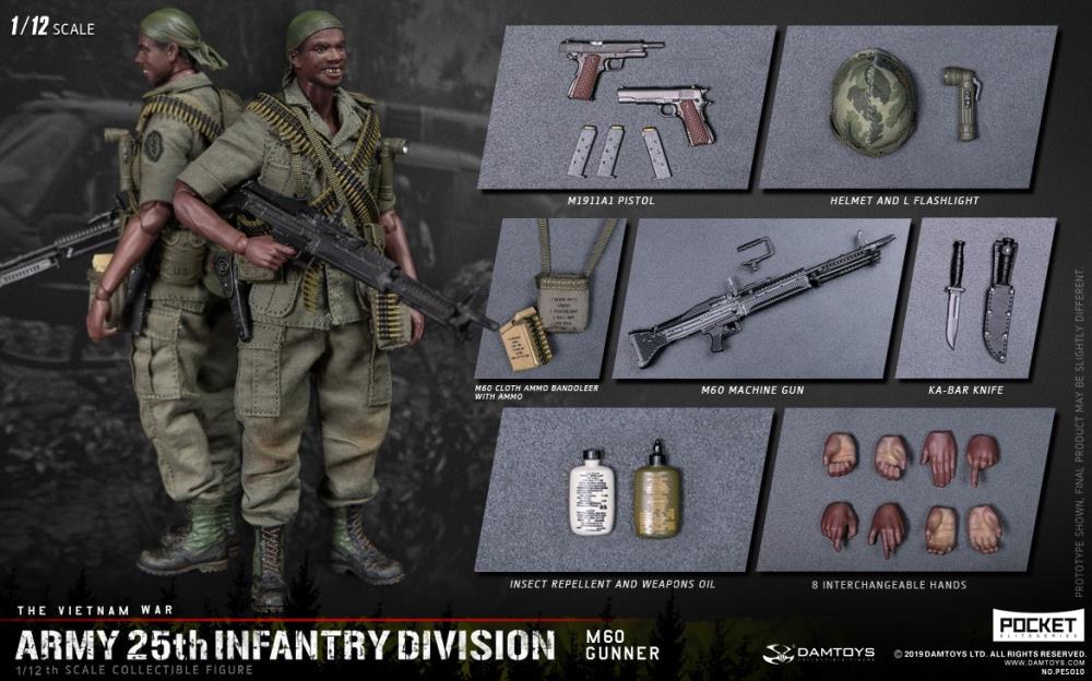 1/12 ポケット エリート シリーズ 第25歩兵師団 M60 ガンナー Army 25th Infantry Division Pocket Elite Series M60 Gunner 1/12