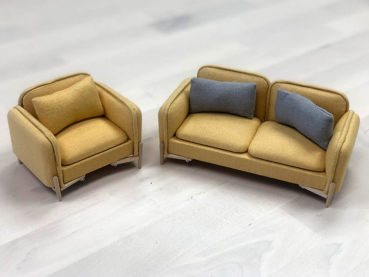 Extreme-Sets Furniture Collection 1/12 Scale Vintage Couch Set Gallery Image 1