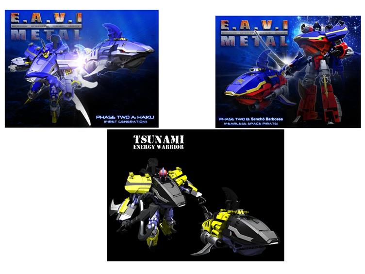E.A.V.I. Metal Phase 2 Haiku, Sencho Barbosa, & Tsunami Set of 3 Gallery Image 1