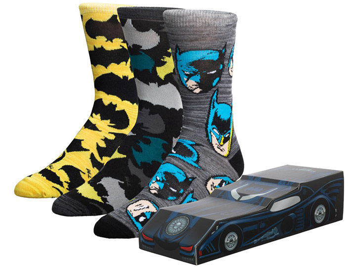DC Comics Batmobile Crew Socks Three-Pack Gallery Image 1