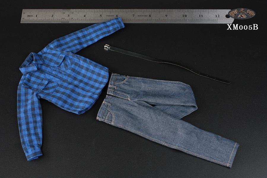 Blue Plaid Shirt & Jeans 1/6 Scale Accessory Set Gallery Image 8
