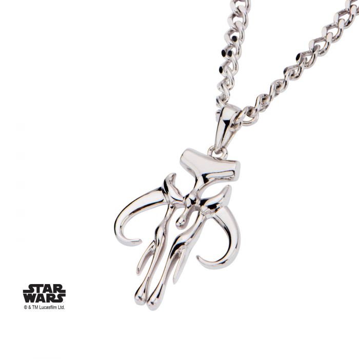 Star Wars Mandalorian Symbol Sterling Silver Pendant with Chain Gallery Image 3