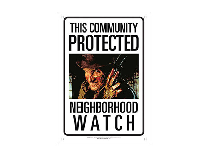 A Nightmare on Elm Street Freddy Krueger Neighborhood Watch Tin Sign Gallery Image 1