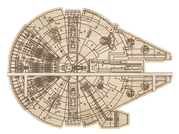 Star Wars Millennium Falcon Die Cut Wooden Shelf Gallery Image 1