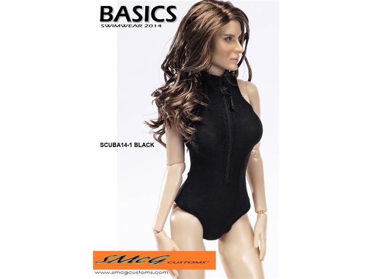 1/6 Scale Basics: Female Spandex Scuba Swimsuit - Black Gallery Image 1