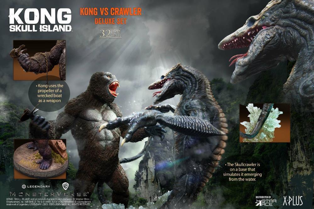 Kong: Skull Island Kong Vs. Skullcrawler (Deluxe Ver.) Soft Vinyl Figure Set Gallery Image 6