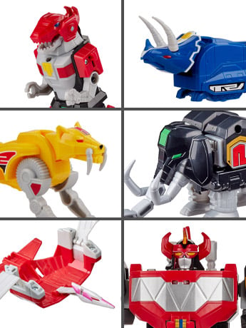 Mighty Morphin Power Rangers Dino Zords Set of 5 Figures Gallery Image 2
