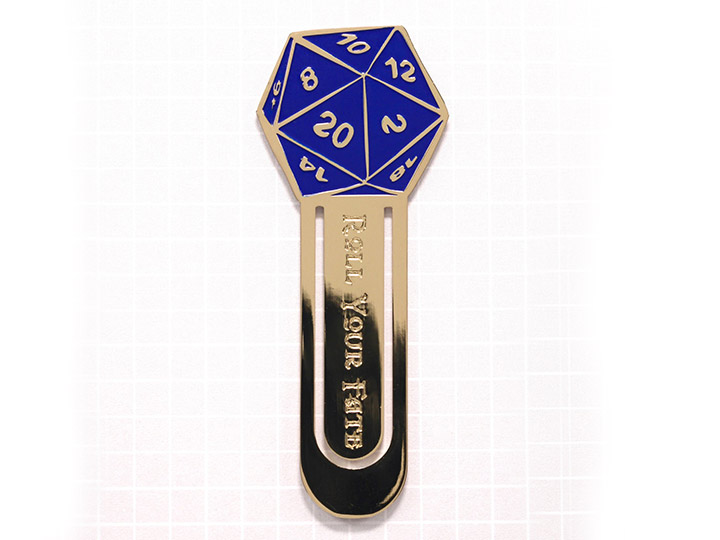 D20 Dice Metal Bookmark (Blue) Gallery Image 1