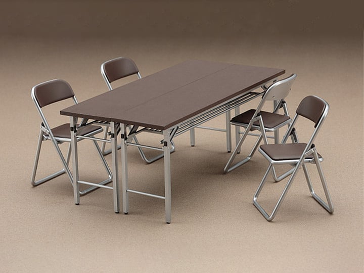 Meeting Room Desk & Chairs 1/12 Scale Model Kit