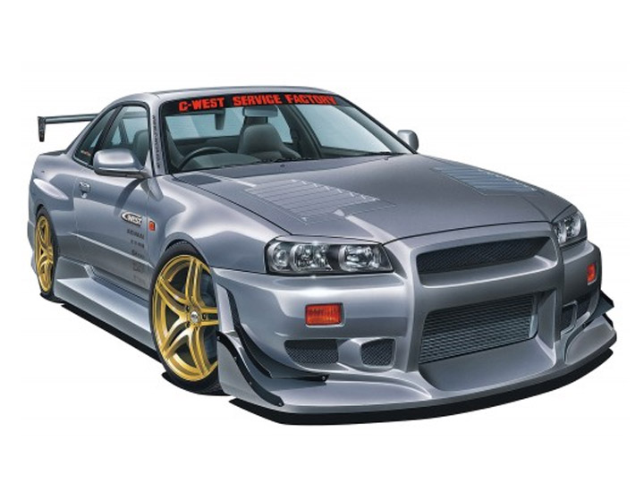 Nissan (2002) C-West BNR34 Skyline GT-R 1/24 Scale Model Kit Gallery Image 1